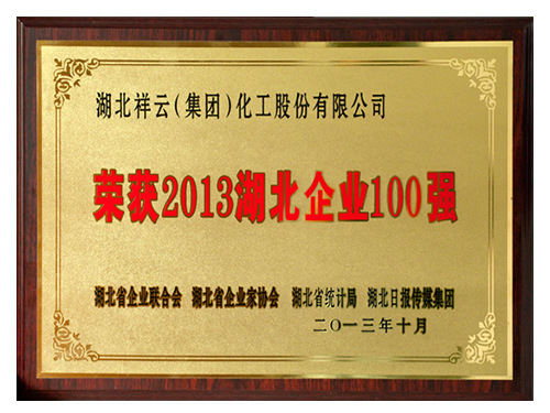 Won the top 100 enterprises in Hubei in 2013